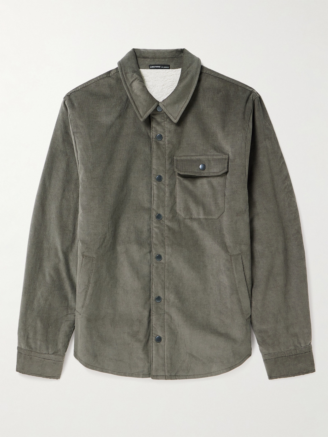 James Perse Fleece-lined Cotton-blend Corduroy Shirt Jacket In Grey