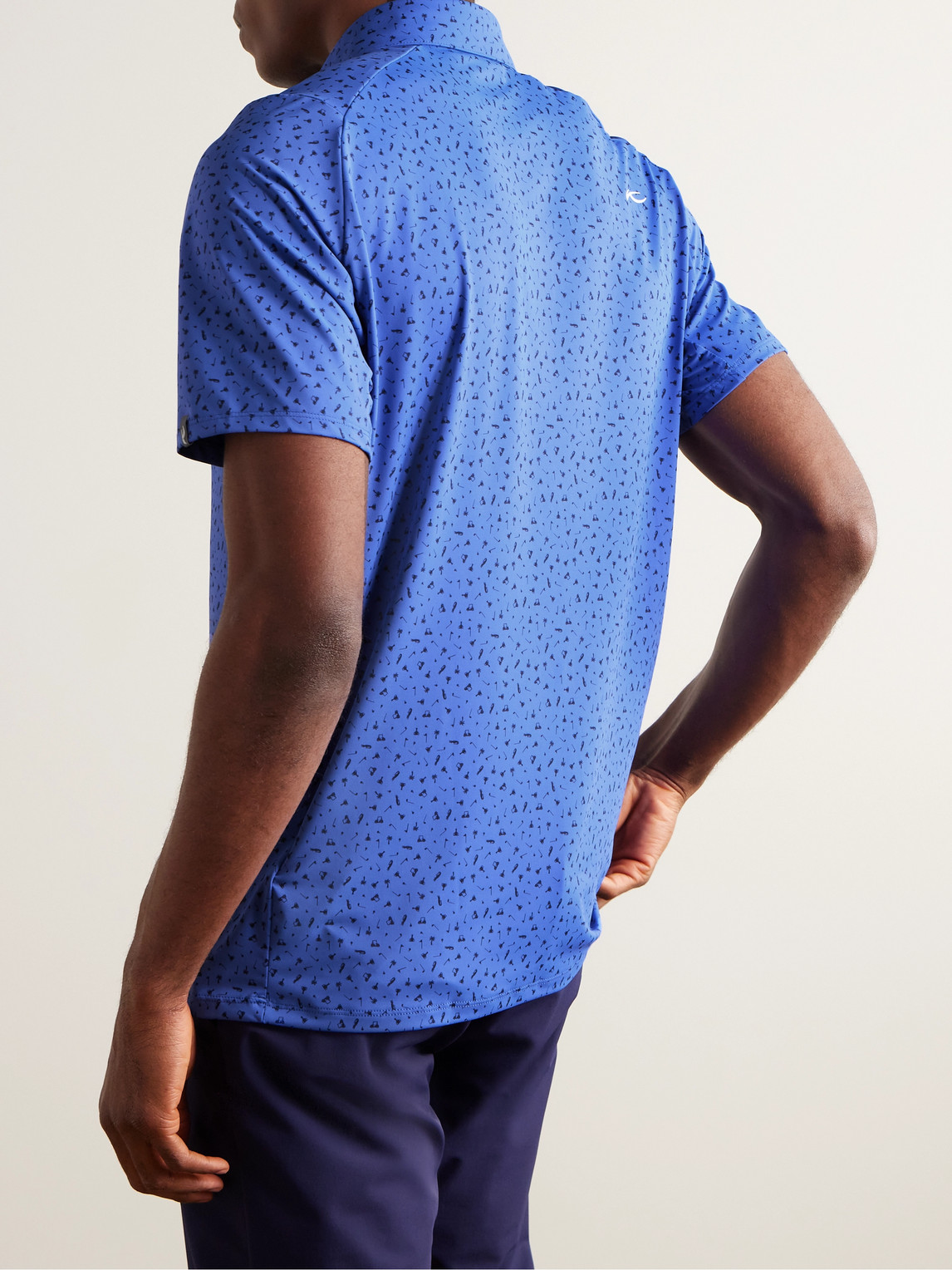 Shop Kjus Golfer Printed Stretch-jersey Golf Polo Shirt In Blue