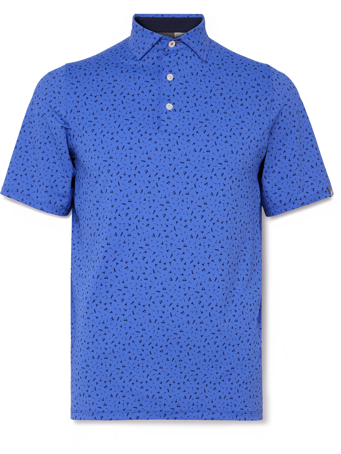 Kjus Golfer Printed Stretch-jersey Golf Polo Shirt In Blue