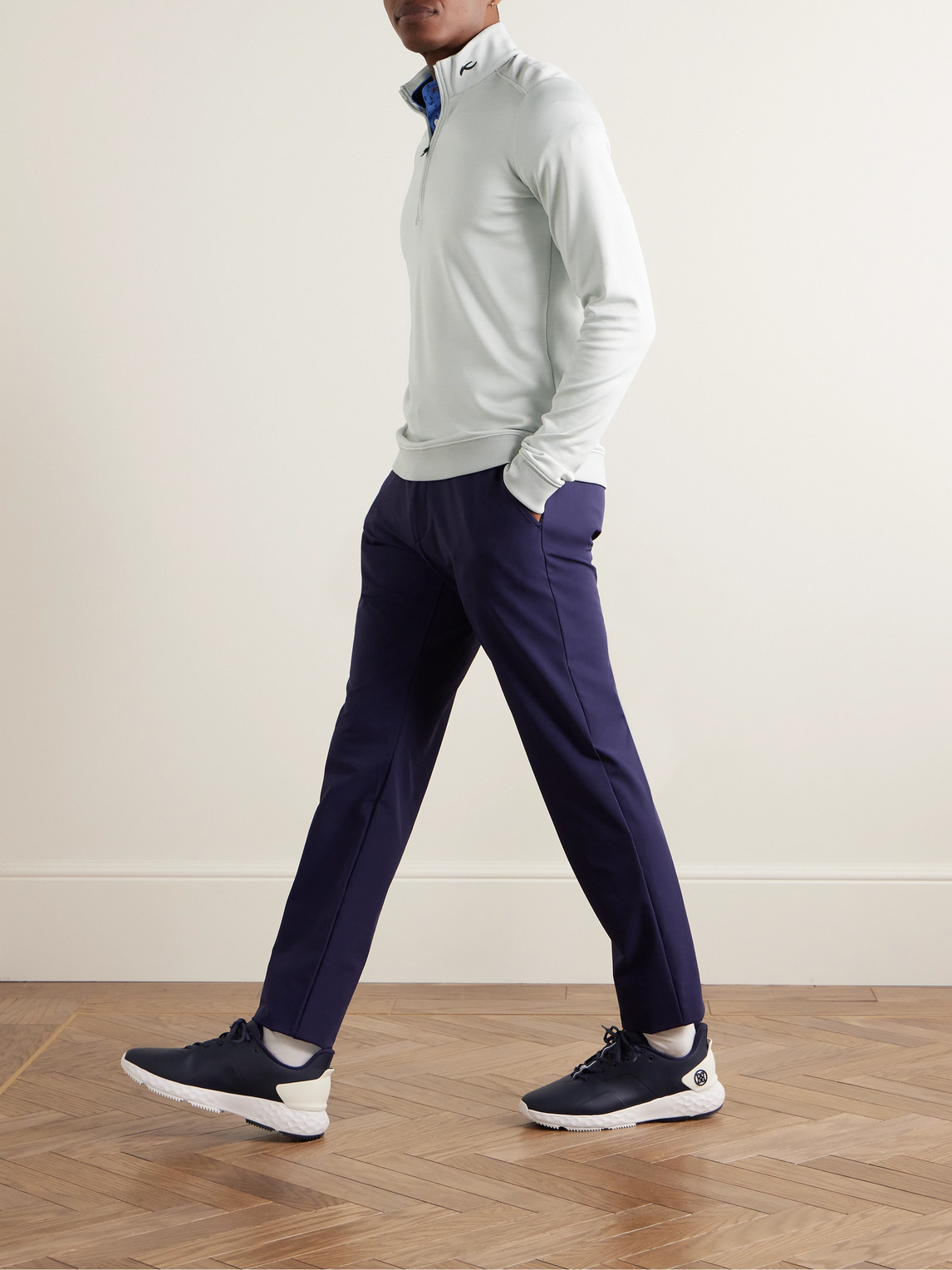 Shop Kjus Liam Slim-fit Stretch-jersey Half-zip Golf Top In Gray