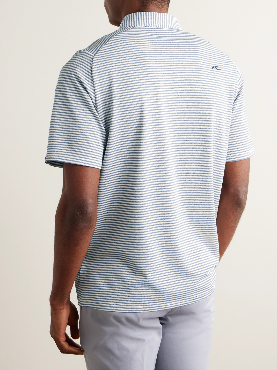 Shop Kjus Lee Striped Stretch-piqué Golf Polo Shirt In Blue