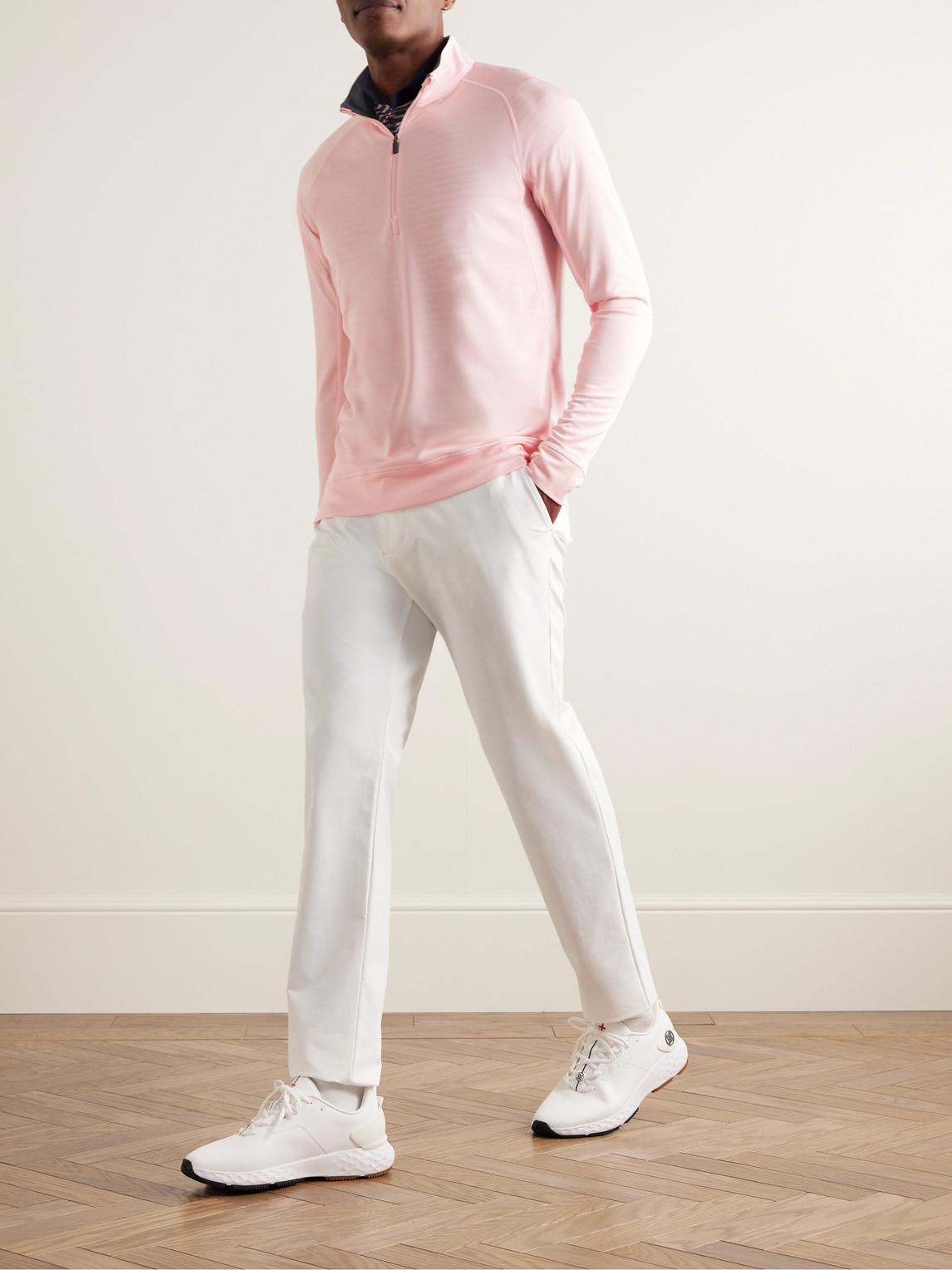 Shop Kjus Keano Slim-fit Stretch-jersey Half-zip Golf Top In Pink