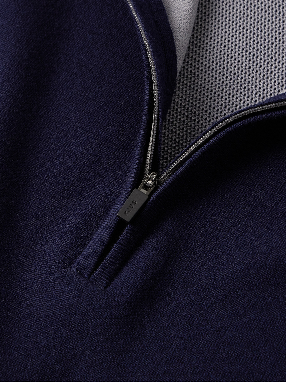 Shop Kjus Kulm Merino Wool-blend Half-zip Golf Sweater In Blue