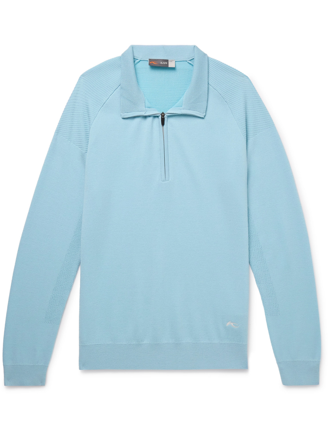 Kjus Kulm Merino Wool-blend Half-zip Golf Sweater In Blue
