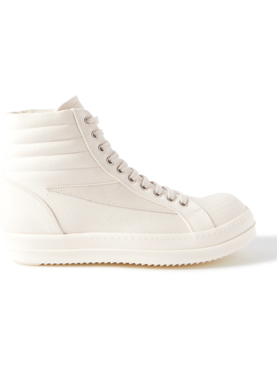 Rick Owens Drkshdw Vintage Suede-trimmed Canvas High-top Sneakers In White