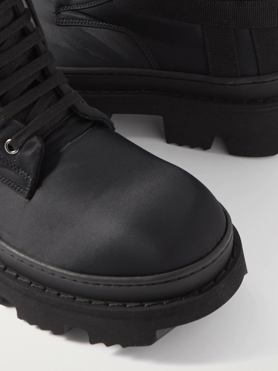 Shop Rick Owens Drkshdw Army Megatooth Canvas And Shell Lace-up Boots In Black