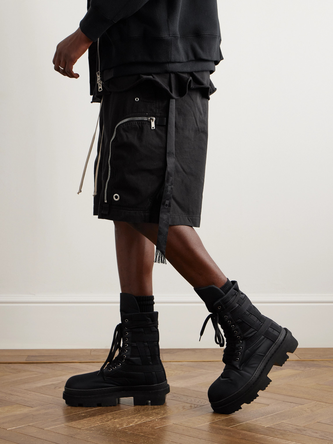 DRKSHDW by Rick Owens Army Megatooth Canvas and Shell Lace-Up