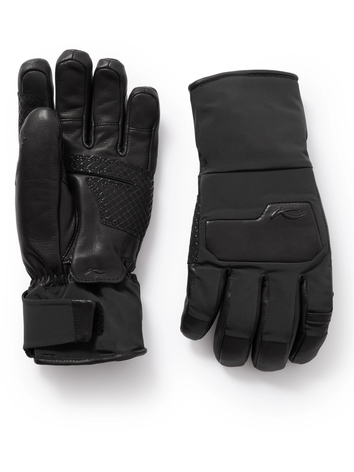 Kjus Logo-embossed Leather And Shell Ski Gloves In Black