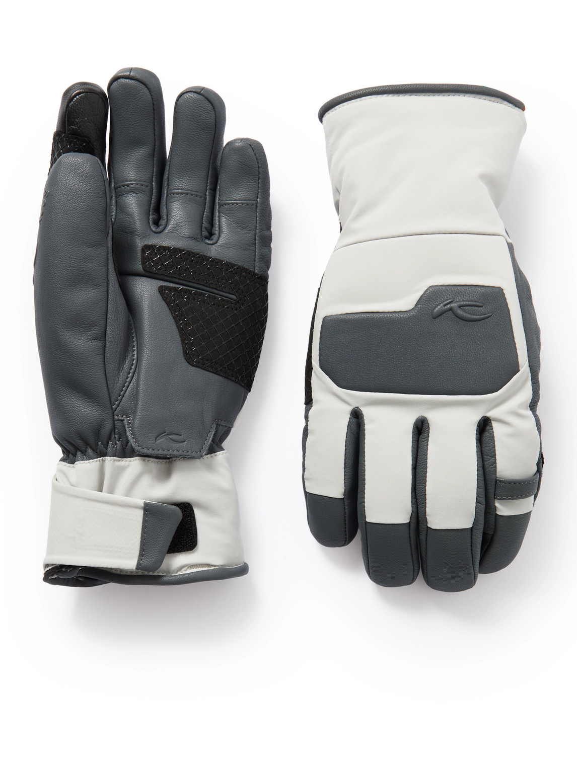 Kjus Logo-embossed Leather And Shell Ski Gloves In Gray