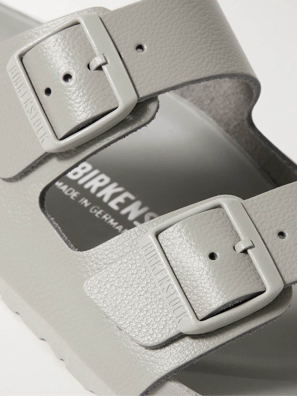Shop Birkenstock Arizona Exquisite Full-grain Leather Sandals In Gray