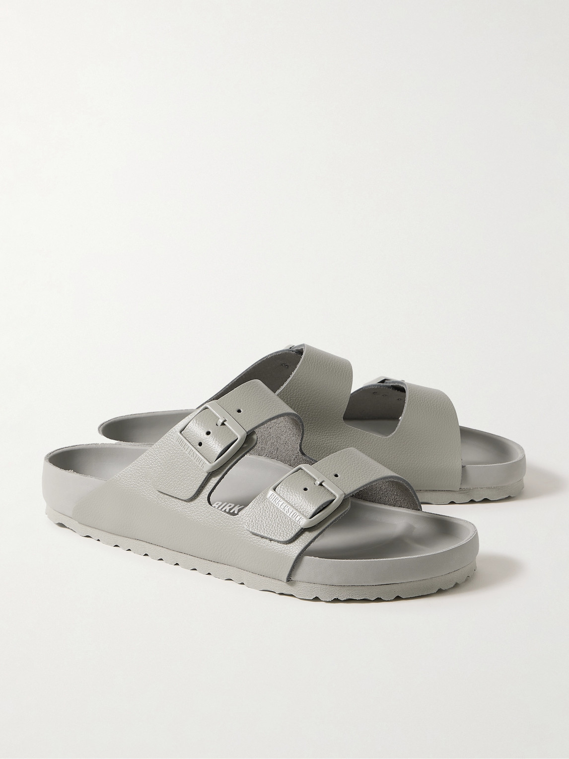 Shop Birkenstock Arizona Exquisite Full-grain Leather Sandals In Gray