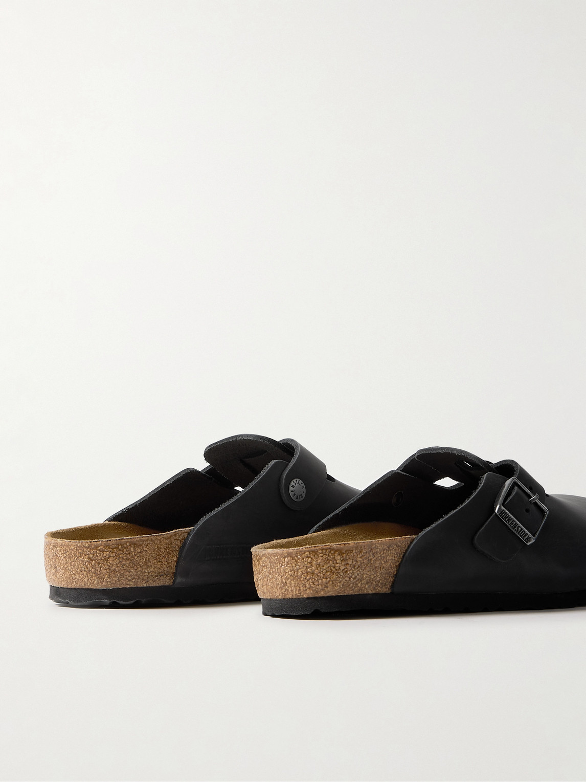 Birkenstock Boston Bs Oiled Leather Slides In Black