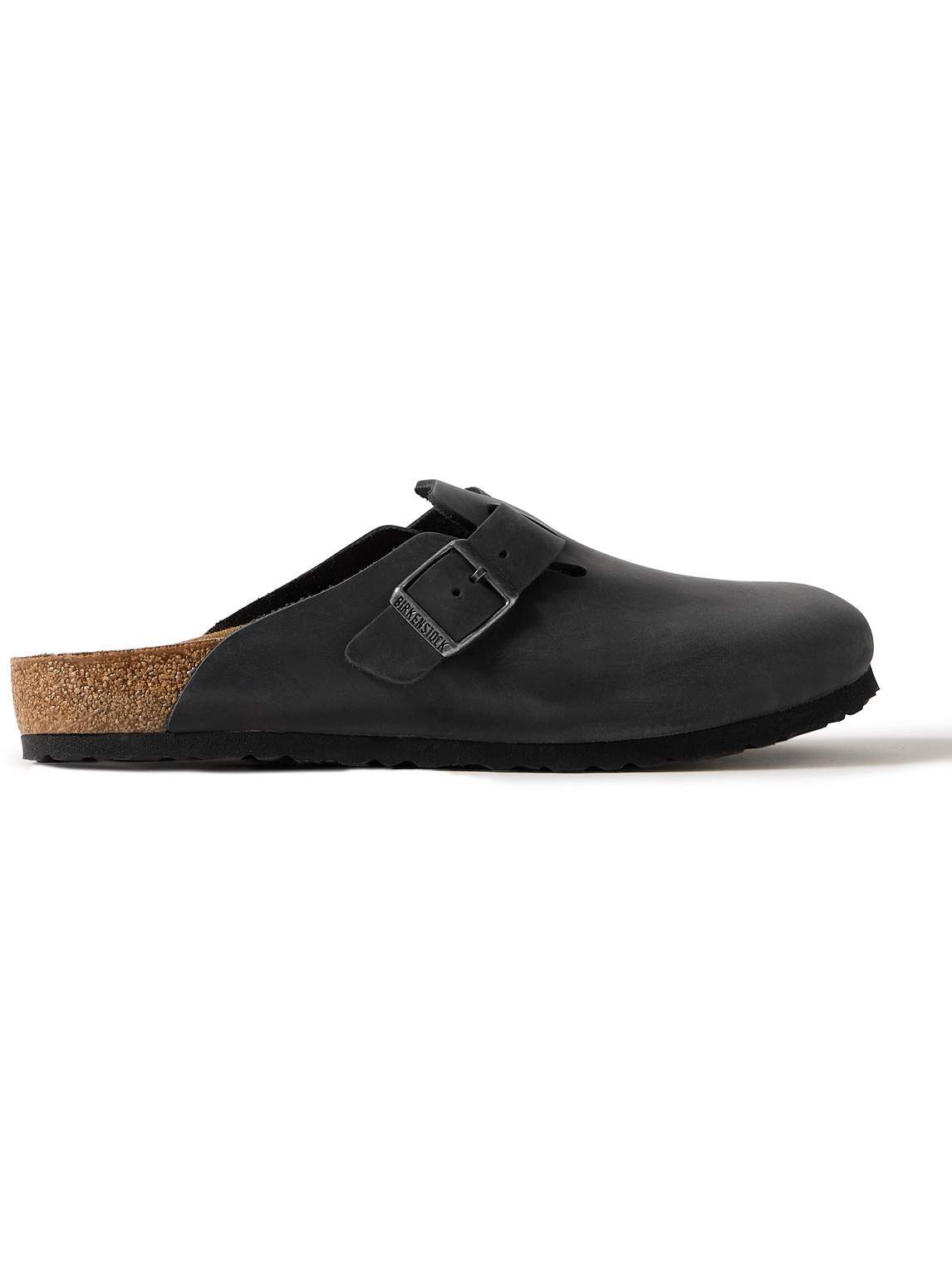 Birkenstock Boston Bs Oiled Leather Slides In Black