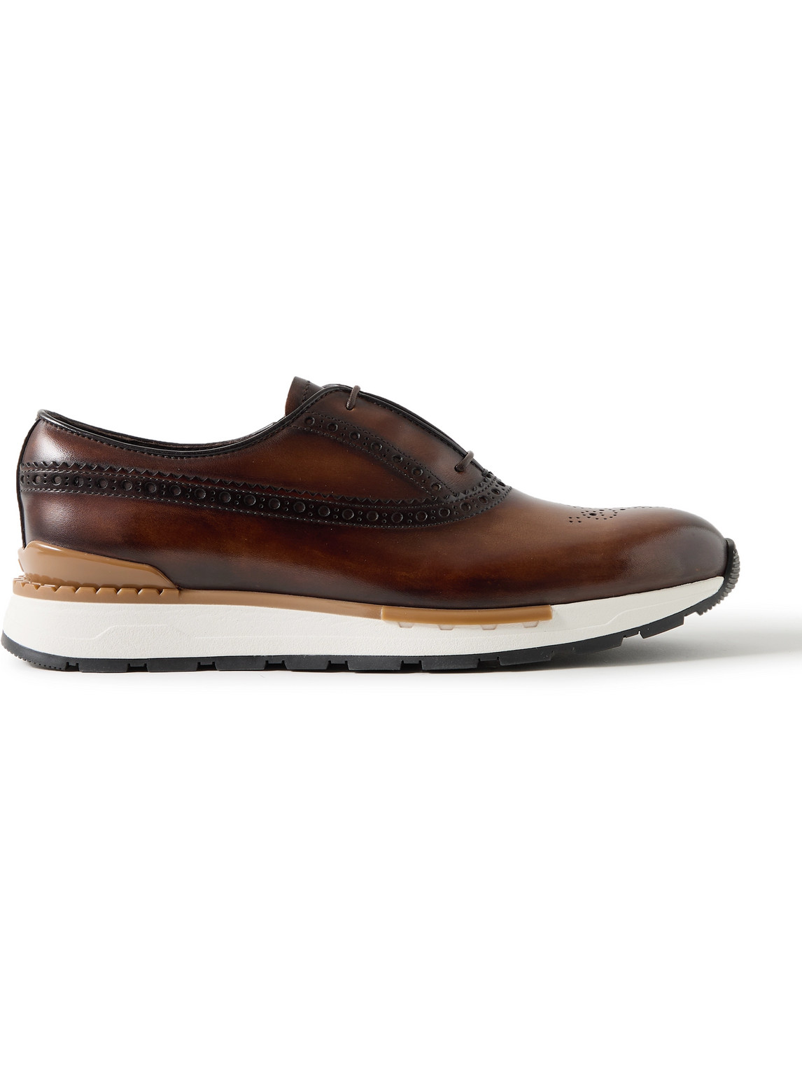 Berluti Fast Track Venezia Leather Sneakers In Brown