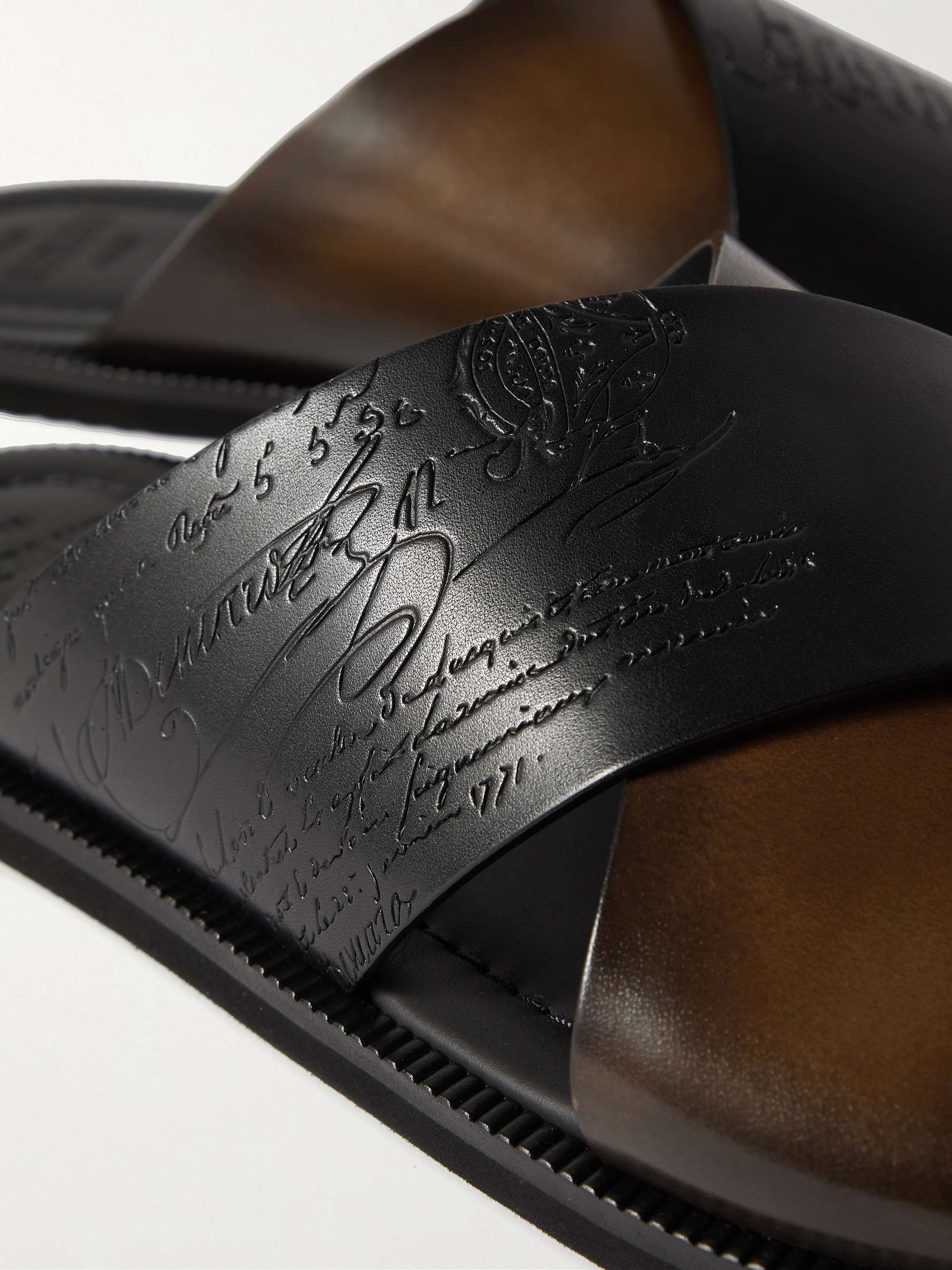 BERLUTI Sifnos Scritto Venezia Leather Sandals for Men | MR BERLUTI Sifnos Scritto Venezia Leather Sandals for Men | MR