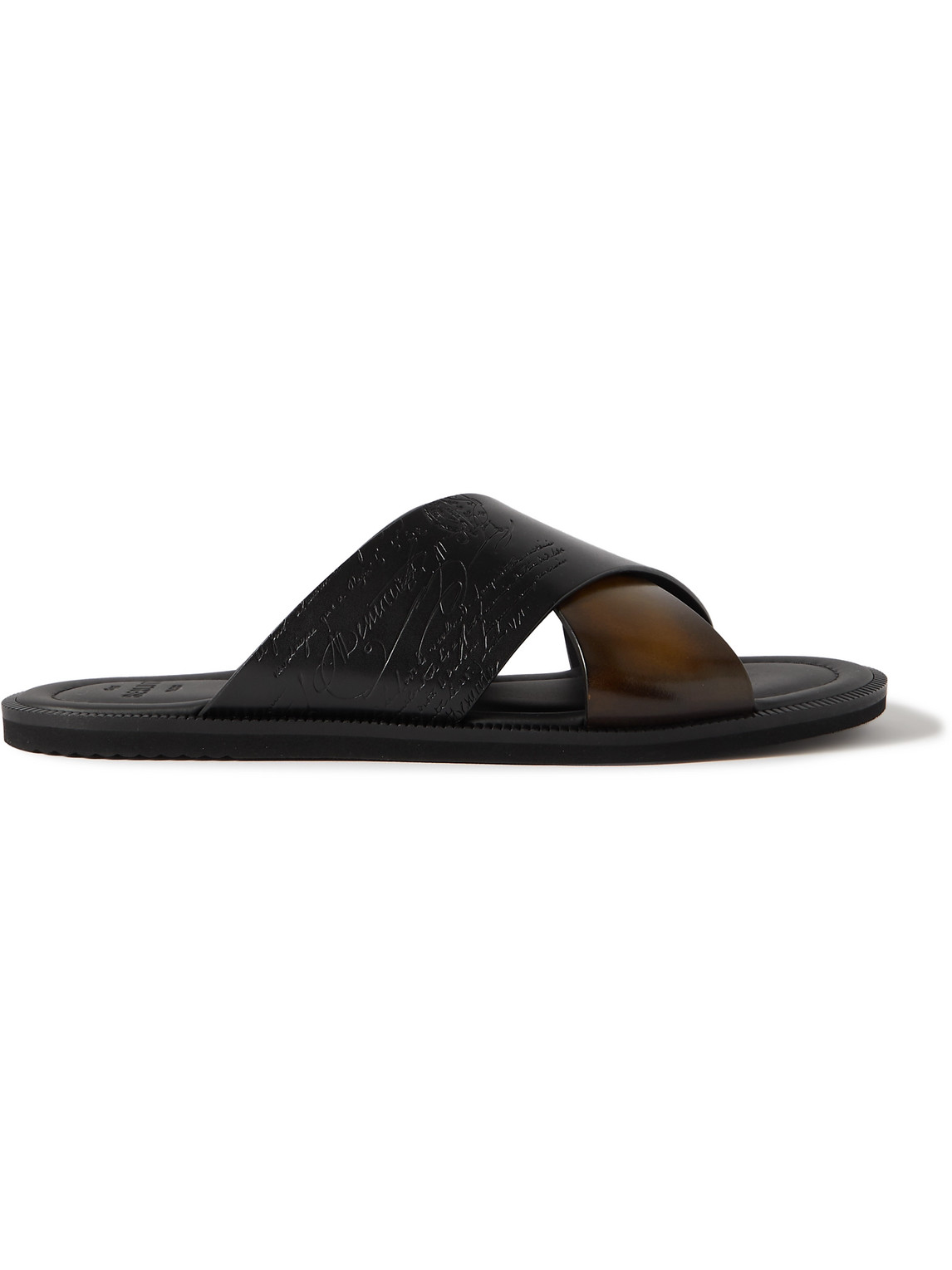 Shop Berluti Sifnos Scritto Venezia Leather Sandals In Brown