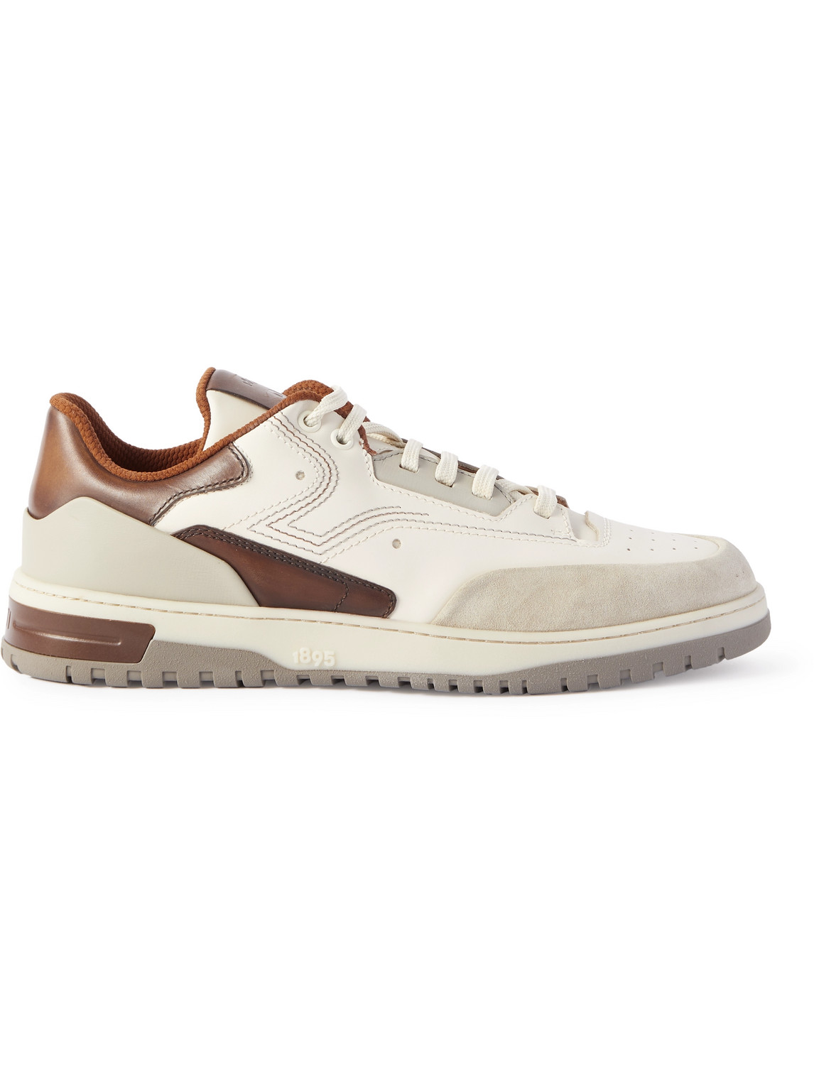 Berluti Playoff Suede-trimmed Leather Sneakers In Neutrals