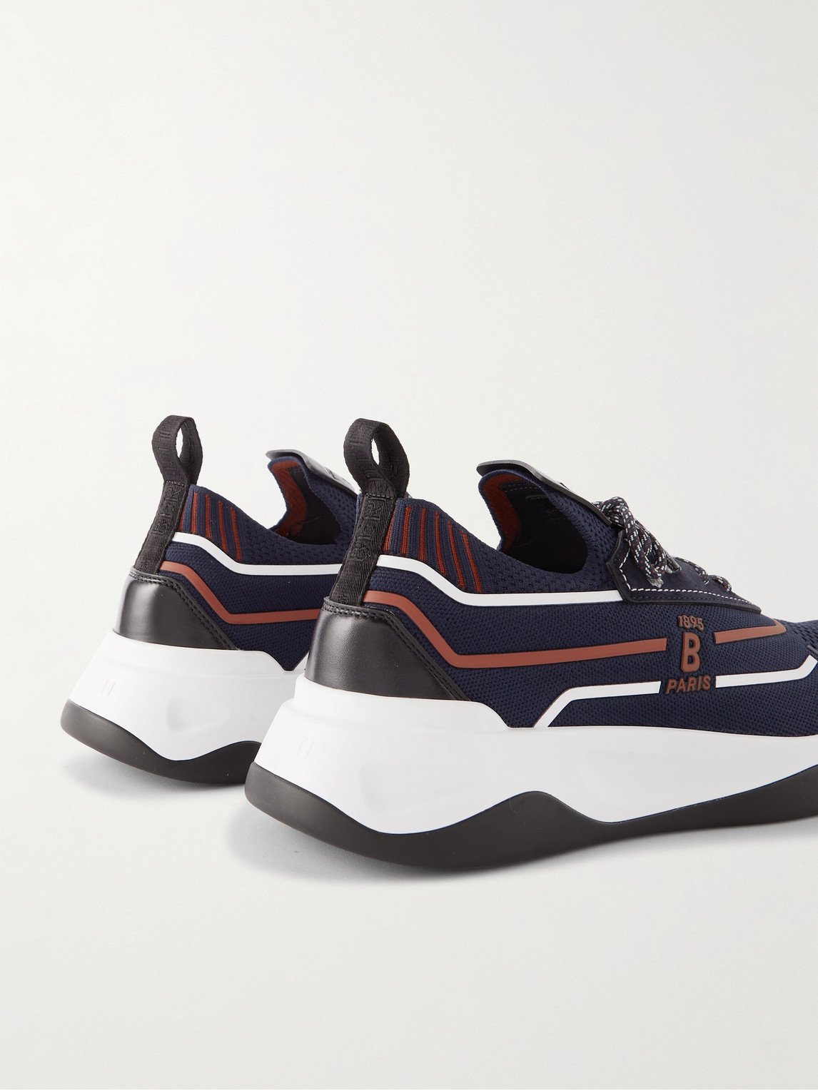 Shop Berluti Shadow Suede, Leather And Rubber-trimmed Stretch-knit Sneakers In Blue