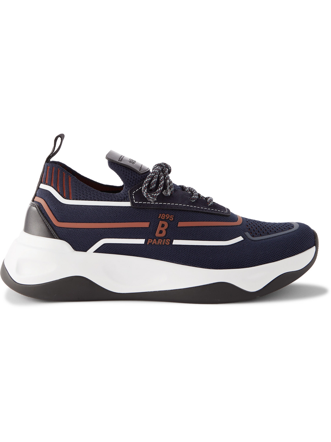 Berluti Shadow Suede, Leather And Rubber-trimmed Stretch-knit Trainers In Blue