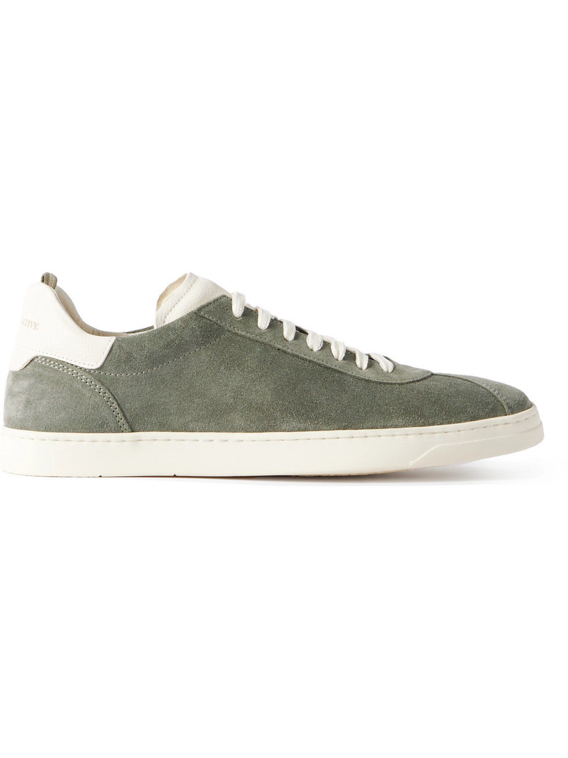 Officine Creative Karma Leather-trimmed Suede Sneakers In Green