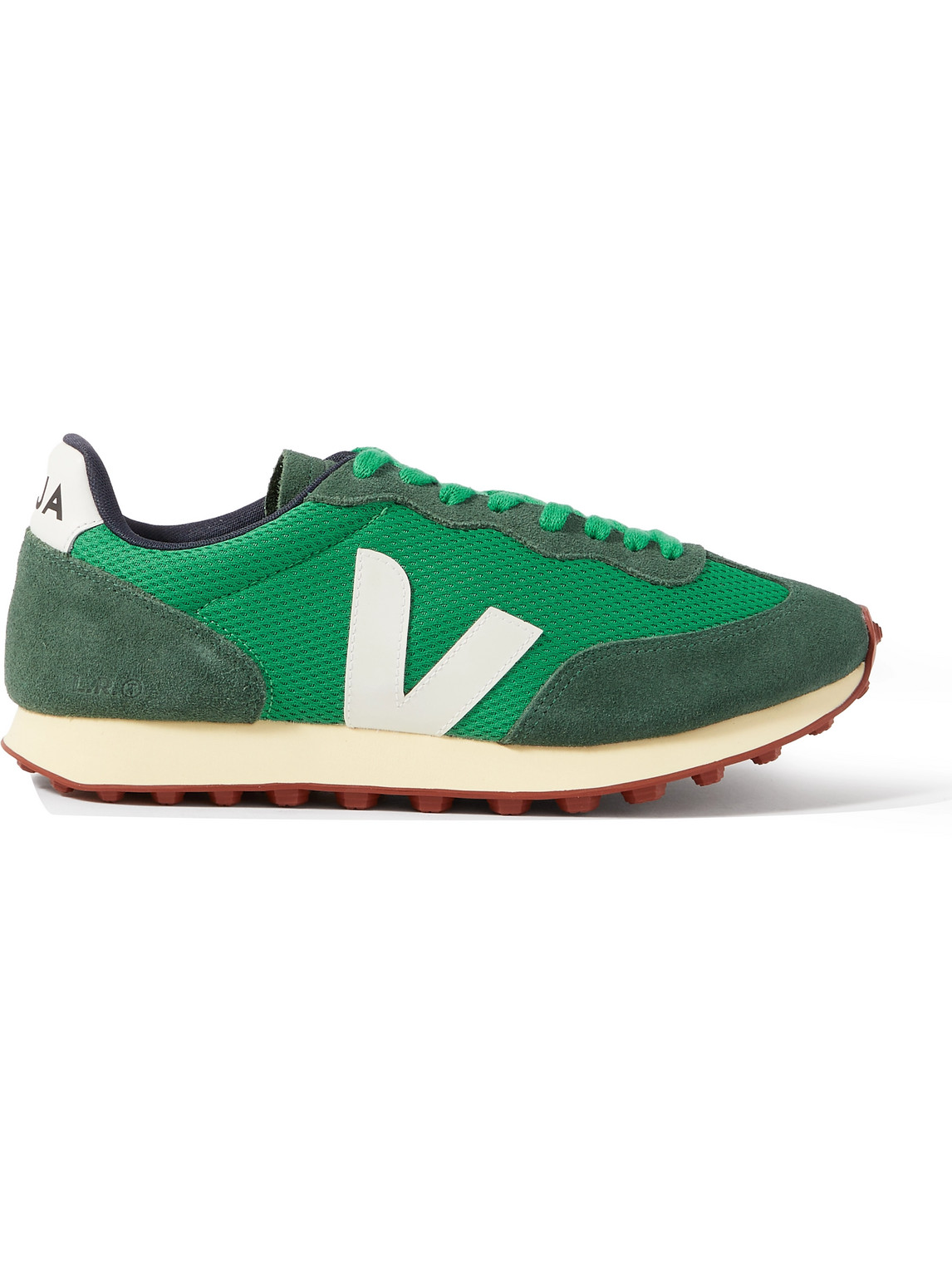 Veja Rio Branco Leather-trimmed Alveomesh And Suede Sneakers In Green