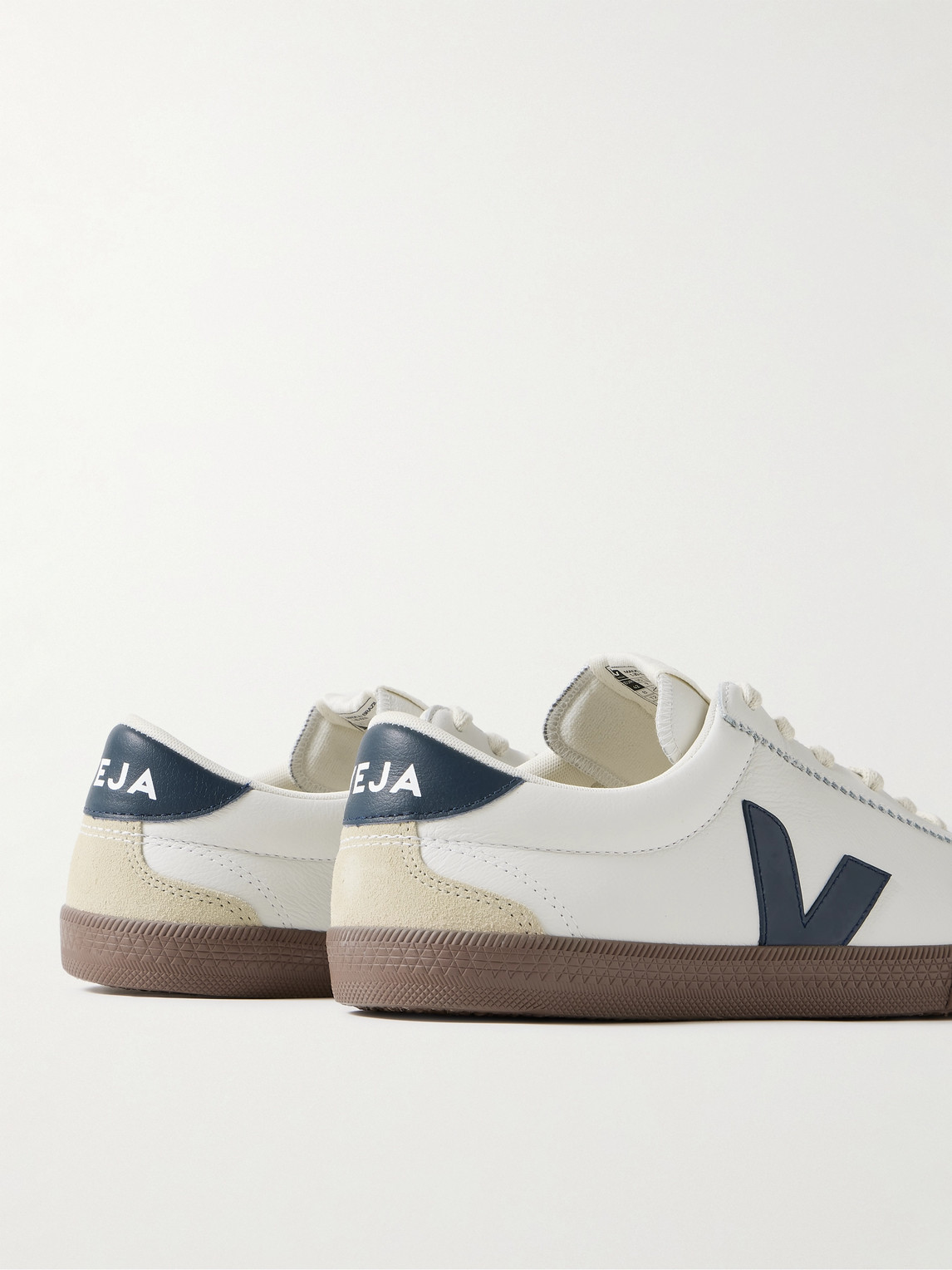 Shop Veja Volley Suede-trimmed O.t. Leather Sneakers In White