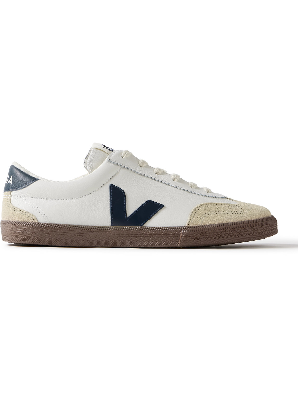 Shop Veja Volley Suede-trimmed O.t. Leather Sneakers In White