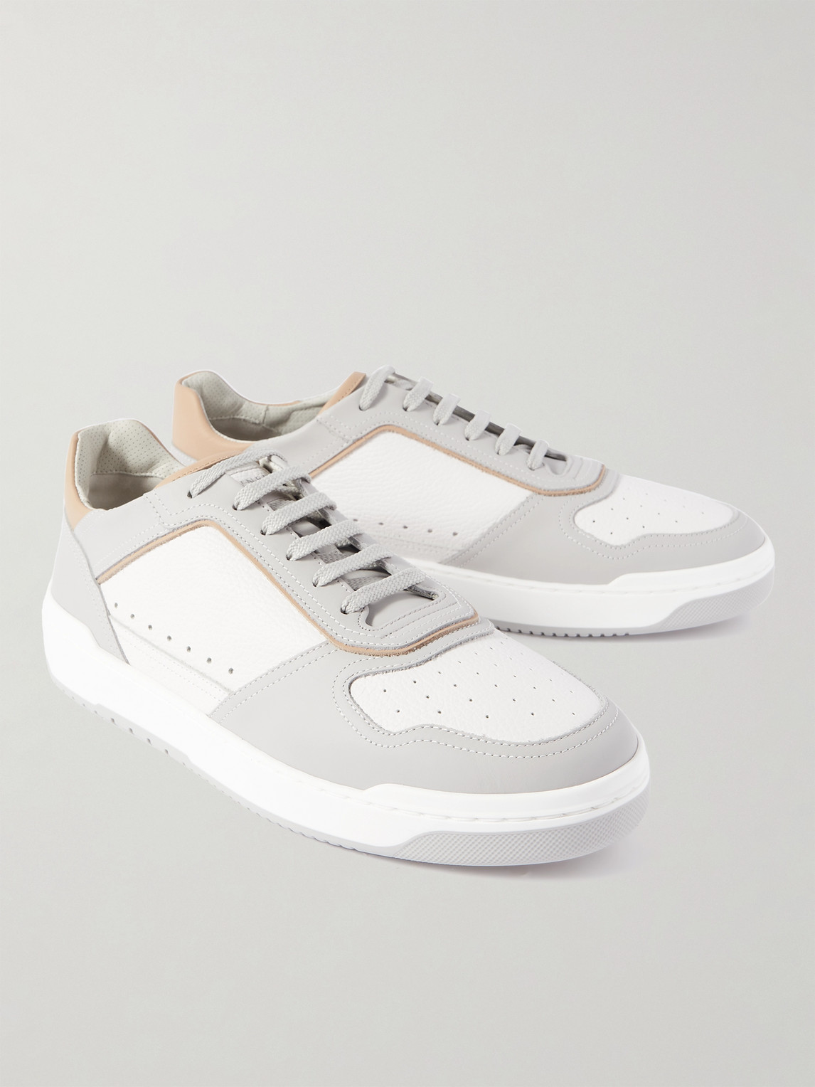 Shop Brunello Cucinelli Leather Sneakers In Gray