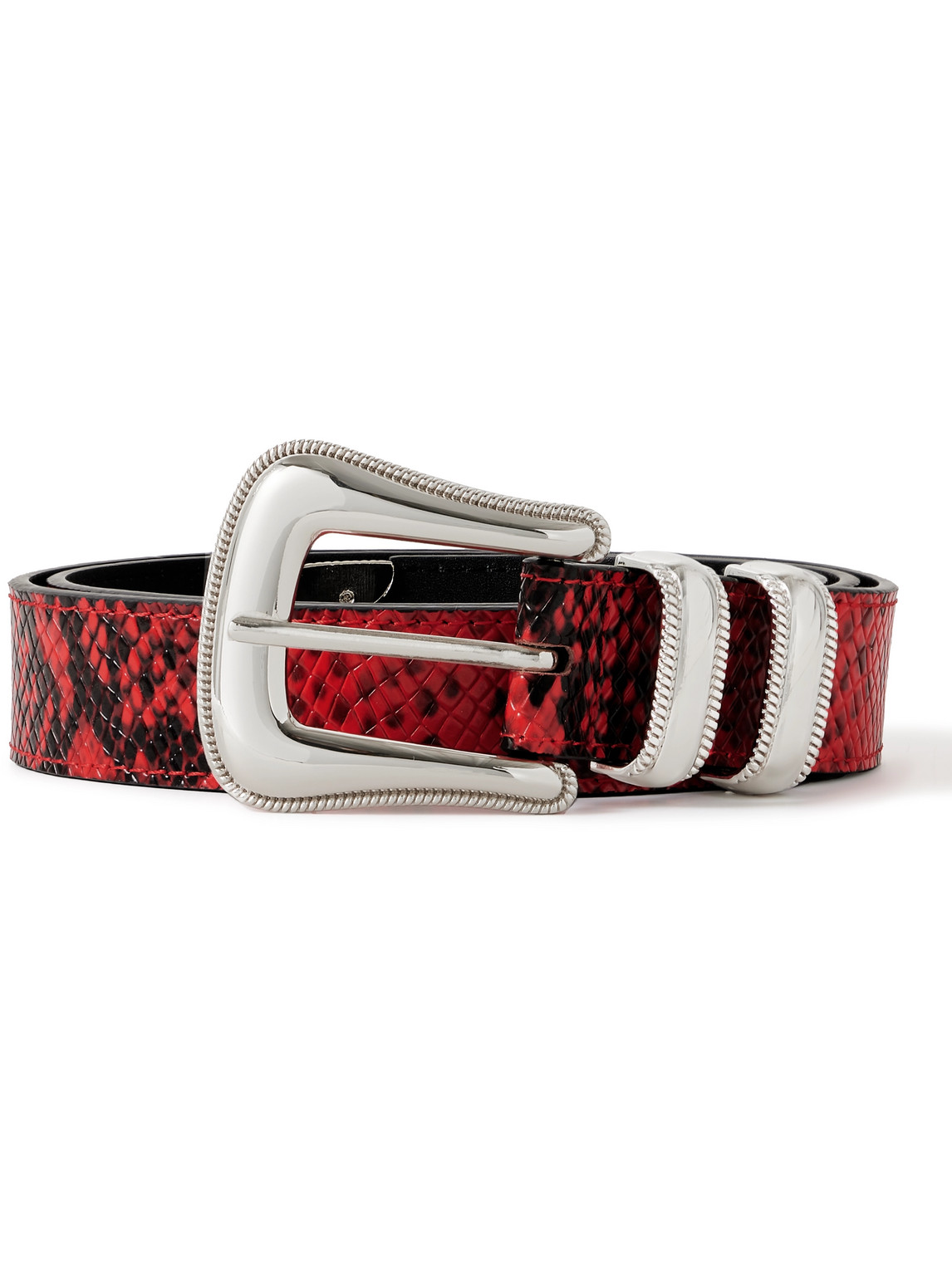 Metalwood Throwing Fits 3cm Snake-effect Leather Golf Belt In Red