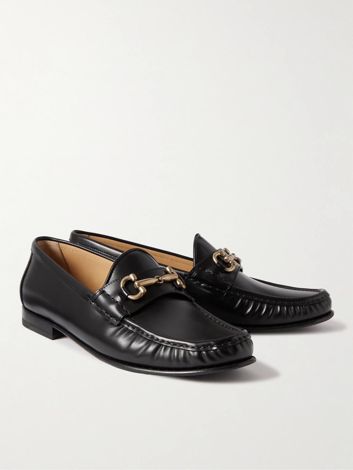 Shop Brunello Cucinelli Horsebit Leather Loafers In Black