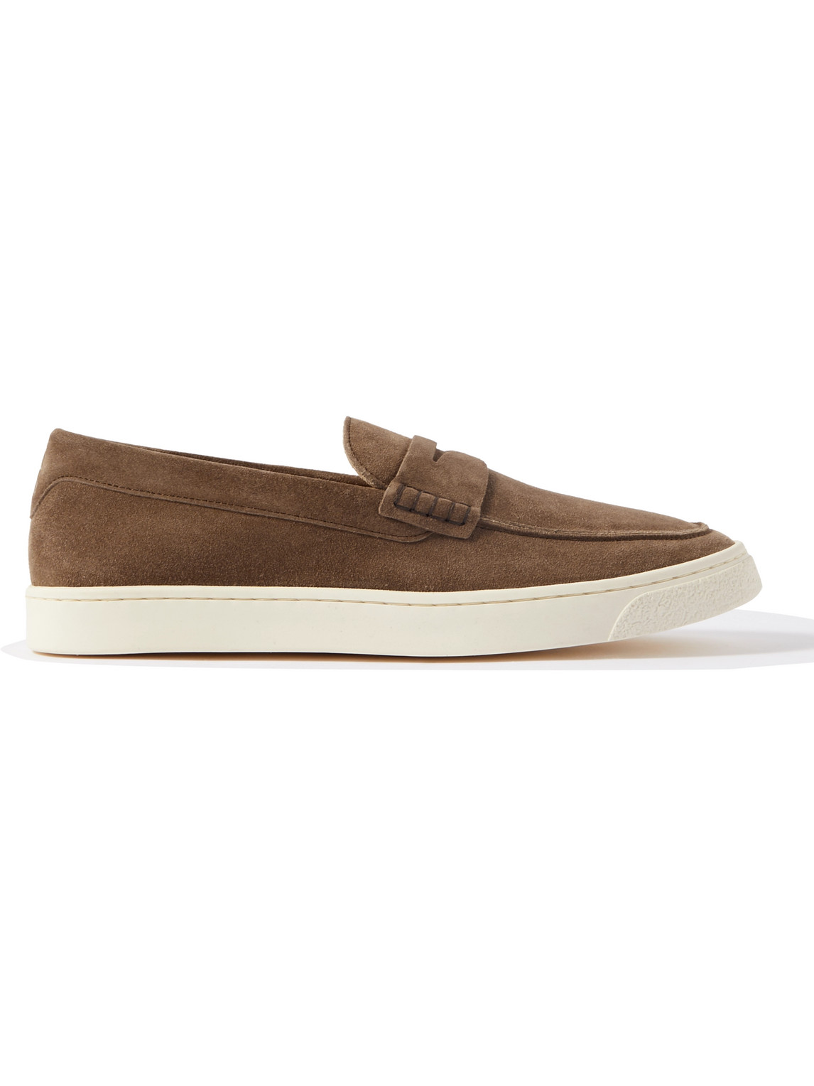 Brunello Cucinelli Suede Penny Loafers In Brown