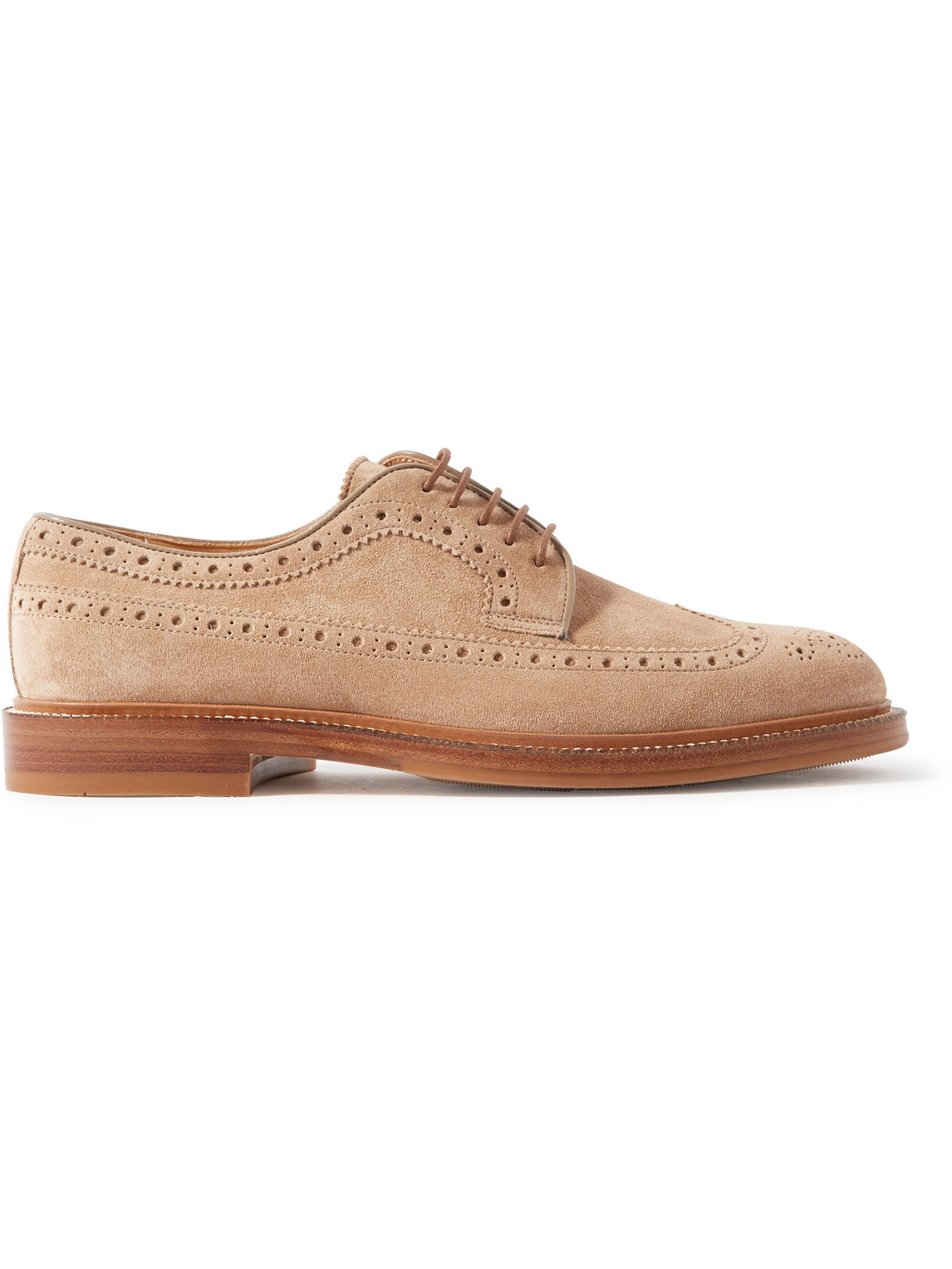 Brunello Cucinelli Longwing Brogue Derby Shoes In Neutrals