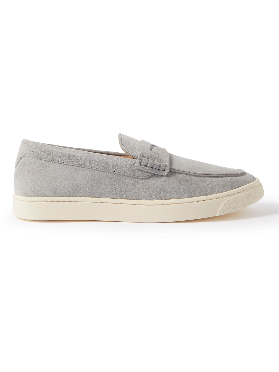 Shop Brunello Cucinelli Suede Penny Loafers In Gray