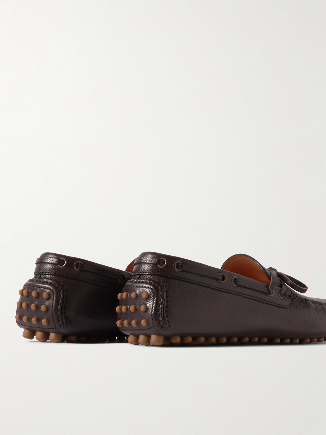 Shop Brunello Cucinelli Leather Driving Shoes In Brown