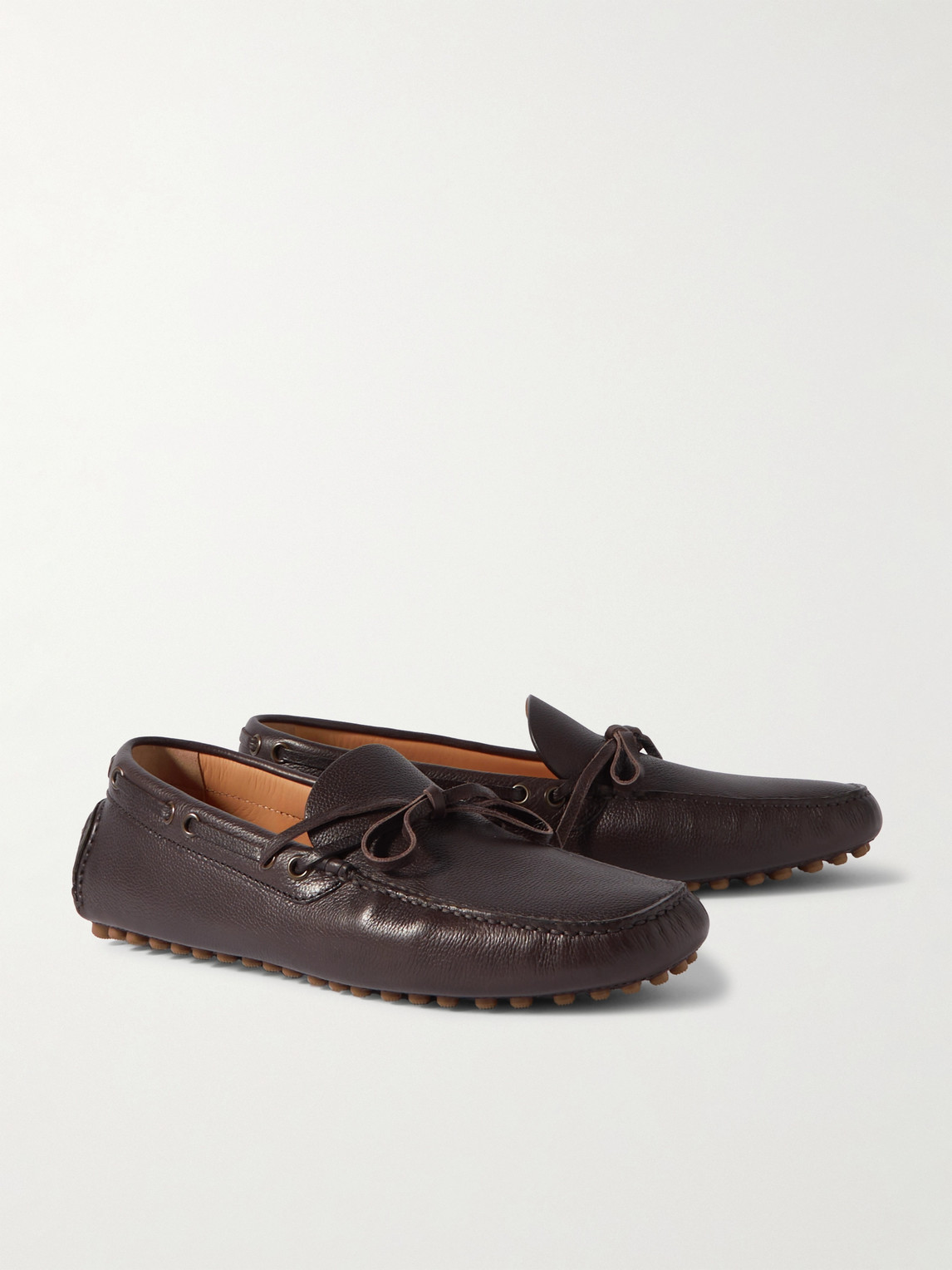 Shop Brunello Cucinelli Leather Driving Shoes In Brown
