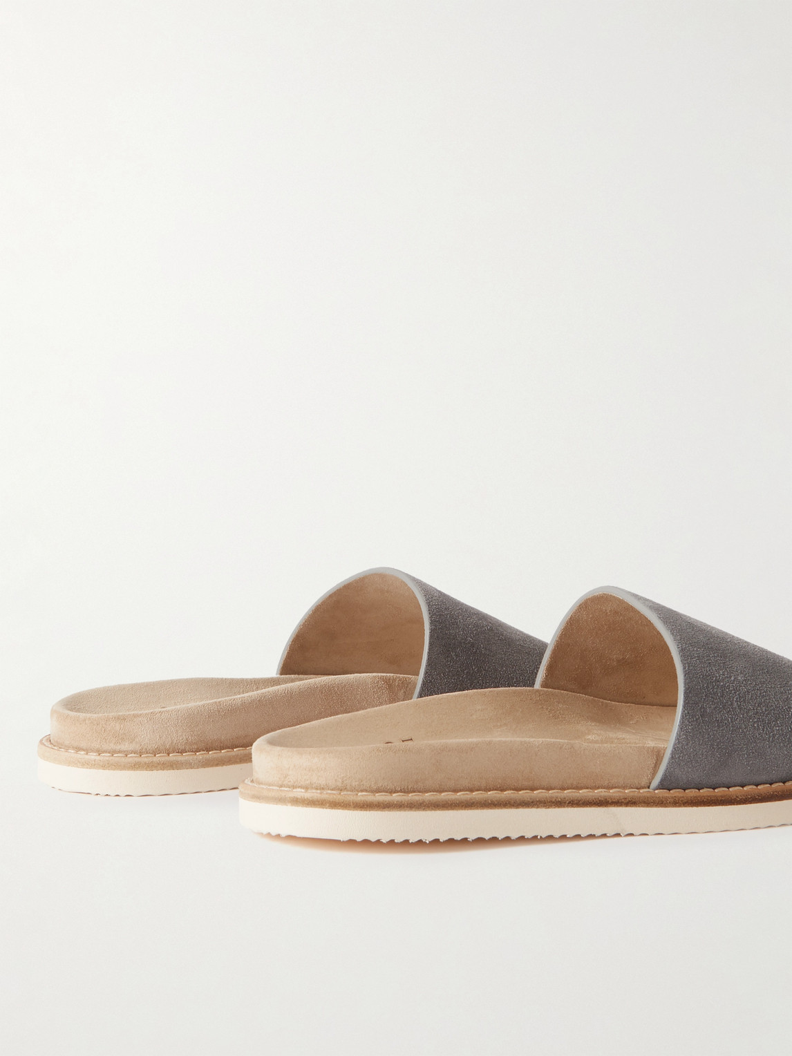 Shop Brunello Cucinelli Suede Sandals In Gray
