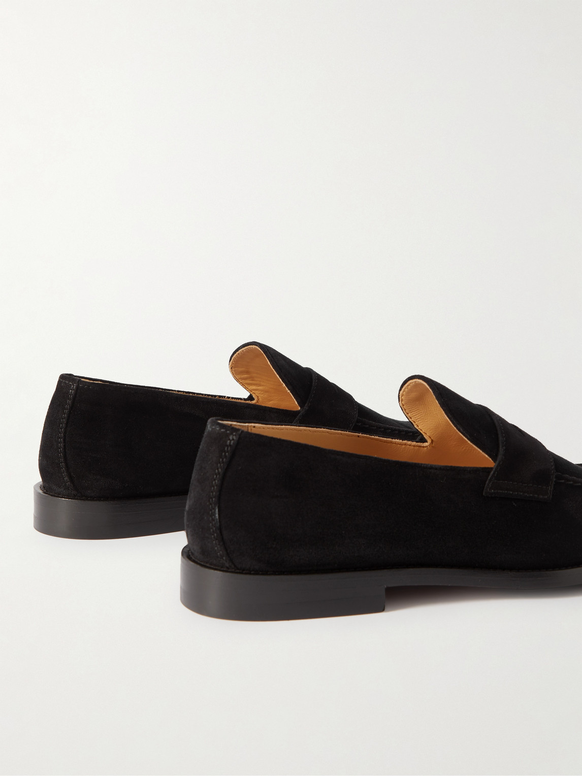 Brunello Cucinelli Suede Penny Loafers In Black