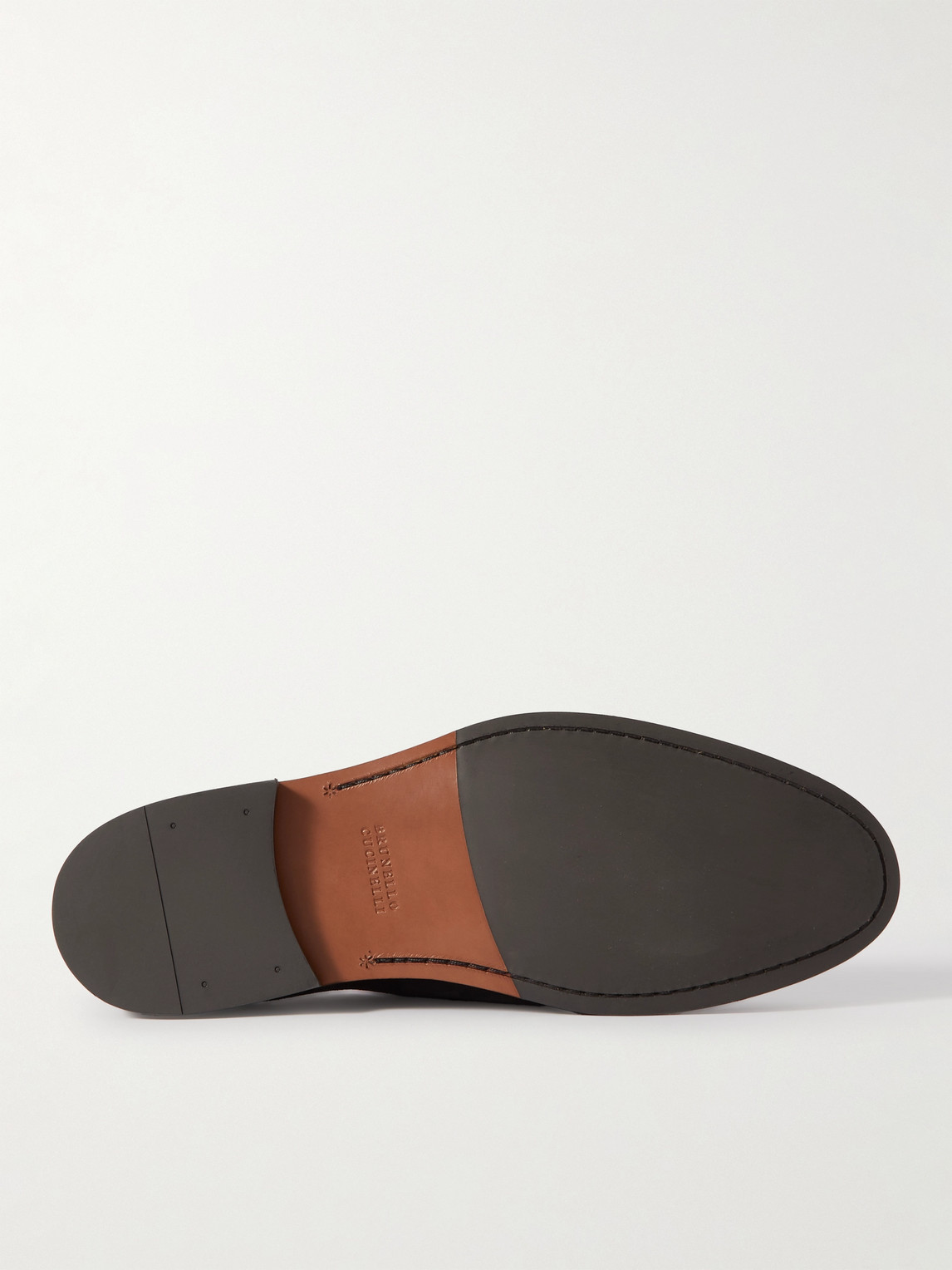 Brunello Cucinelli Suede Penny Loafers In Black