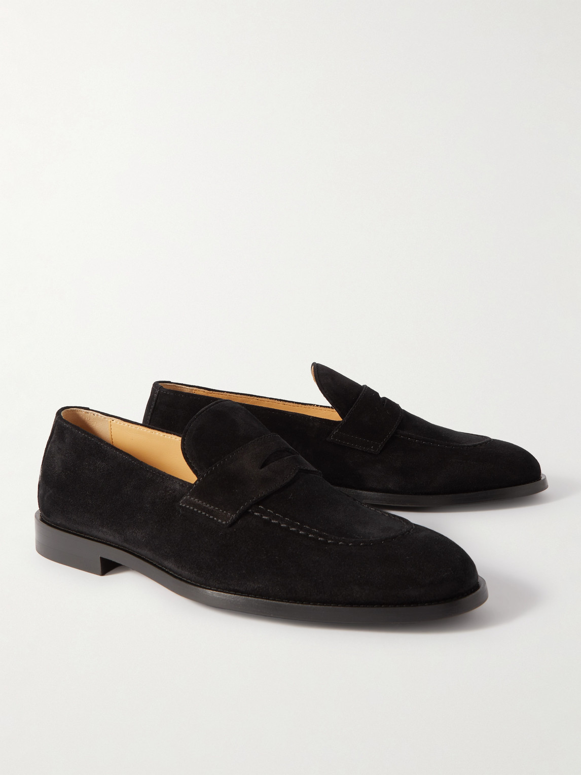 Brunello Cucinelli Suede Penny Loafers In Black