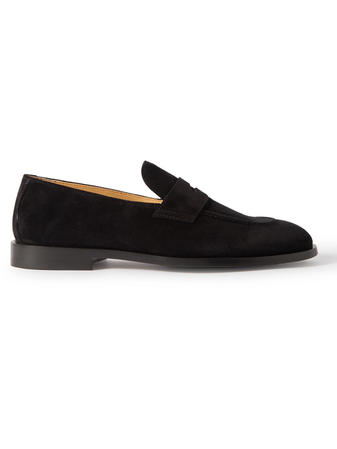 Brunello Cucinelli Flex Suede Penny Loafers In Black