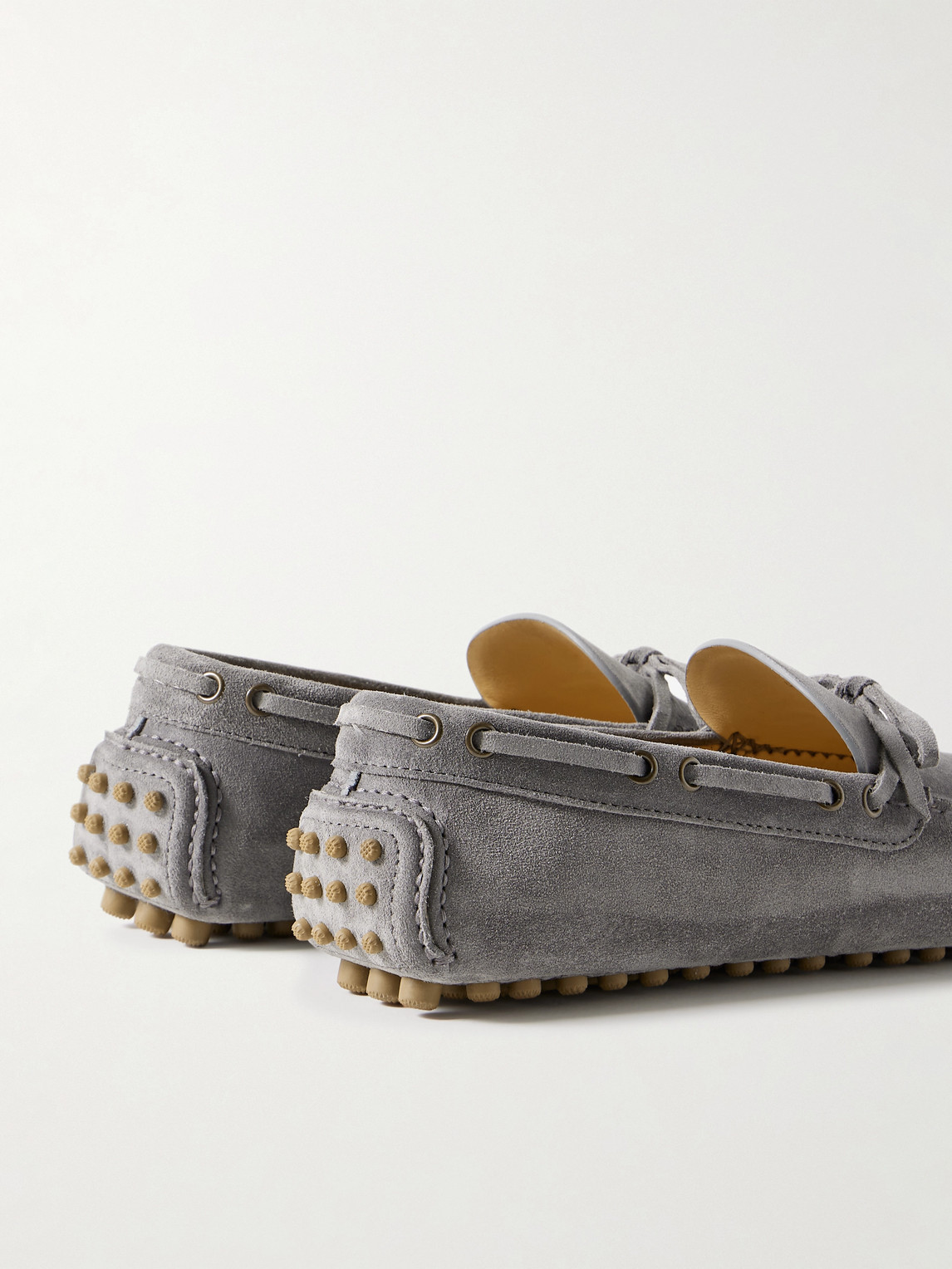 Shop Brunello Cucinelli Suede Driving Shoes In Gray