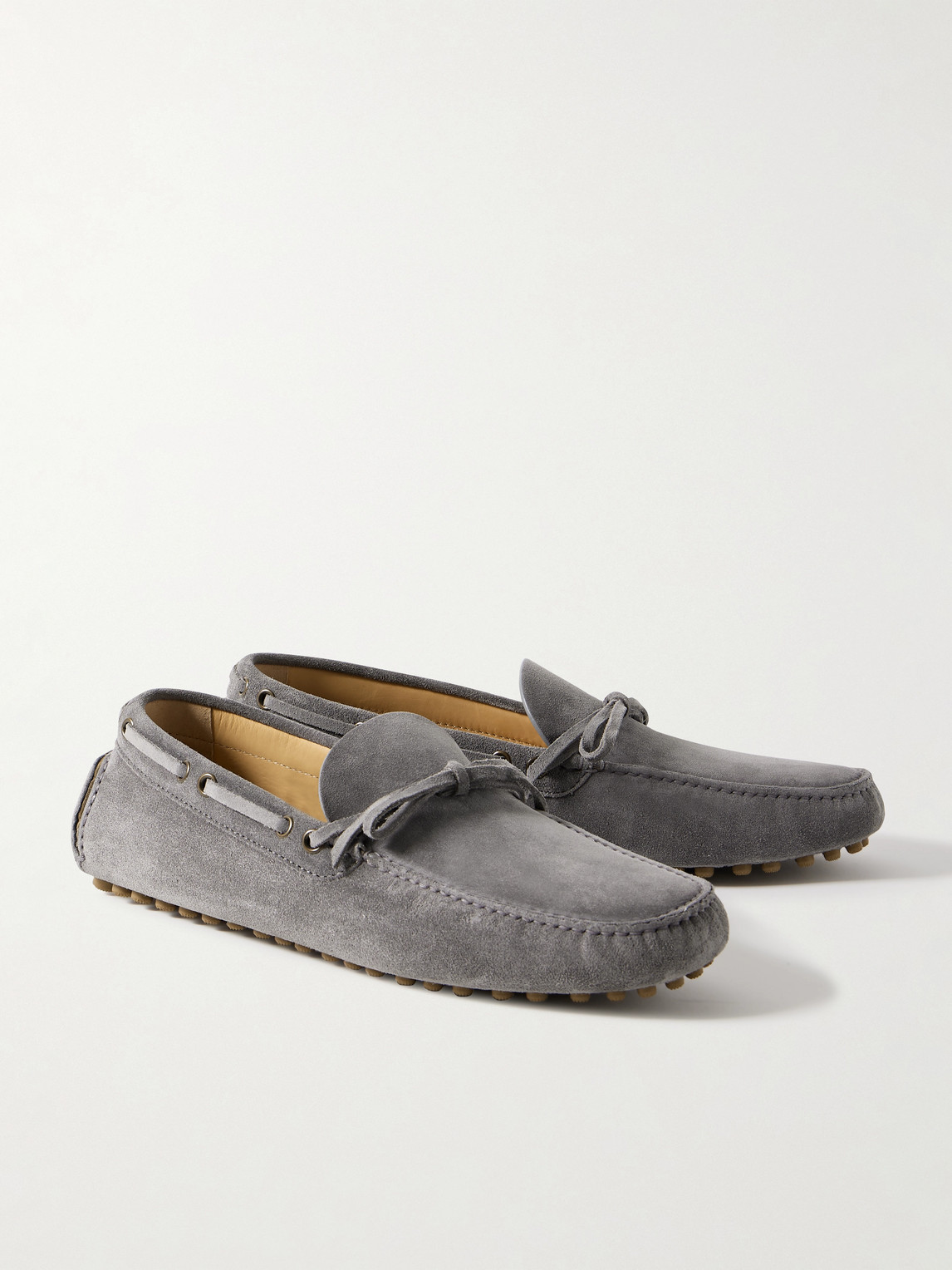 Shop Brunello Cucinelli Suede Driving Shoes In Gray