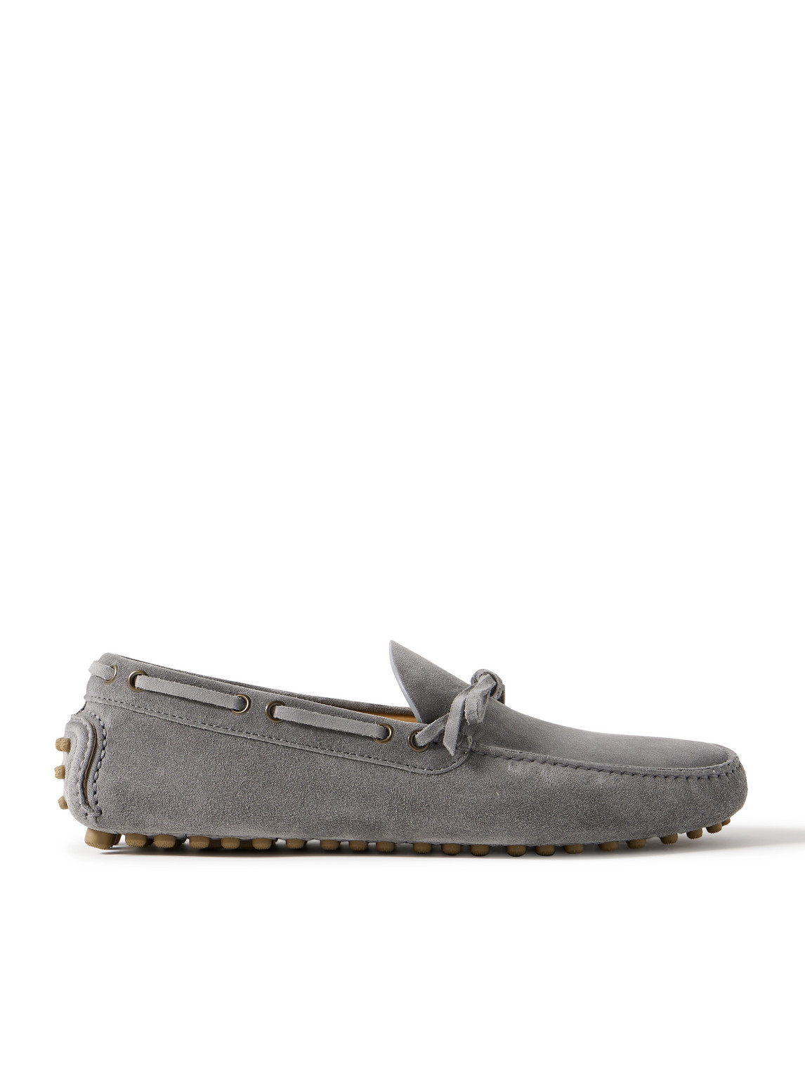 Brunello Cucinelli Suede Driving Shoes In Gray