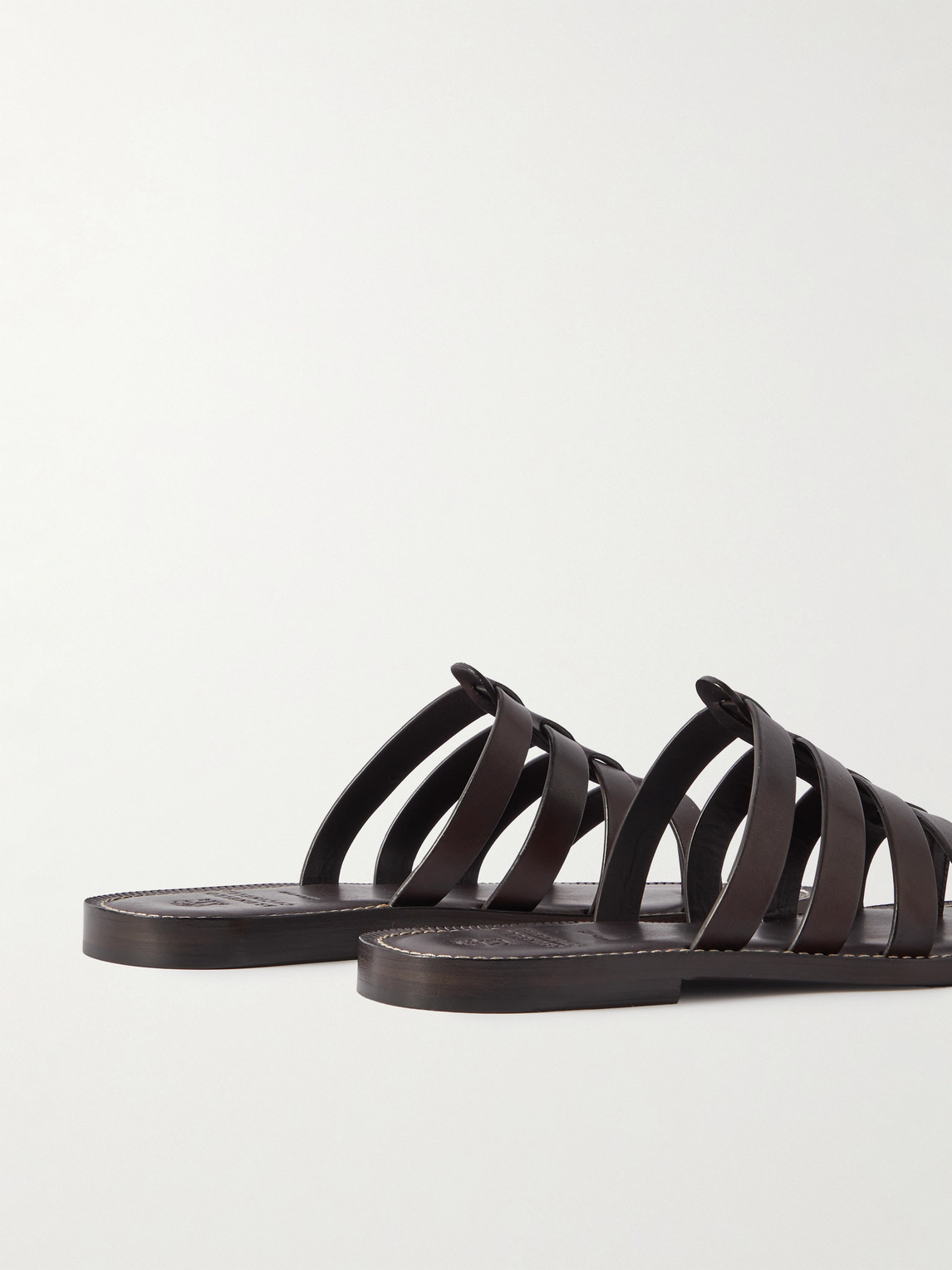 Shop Brunello Cucinelli Isolano Woven Leather Sandals In Brown