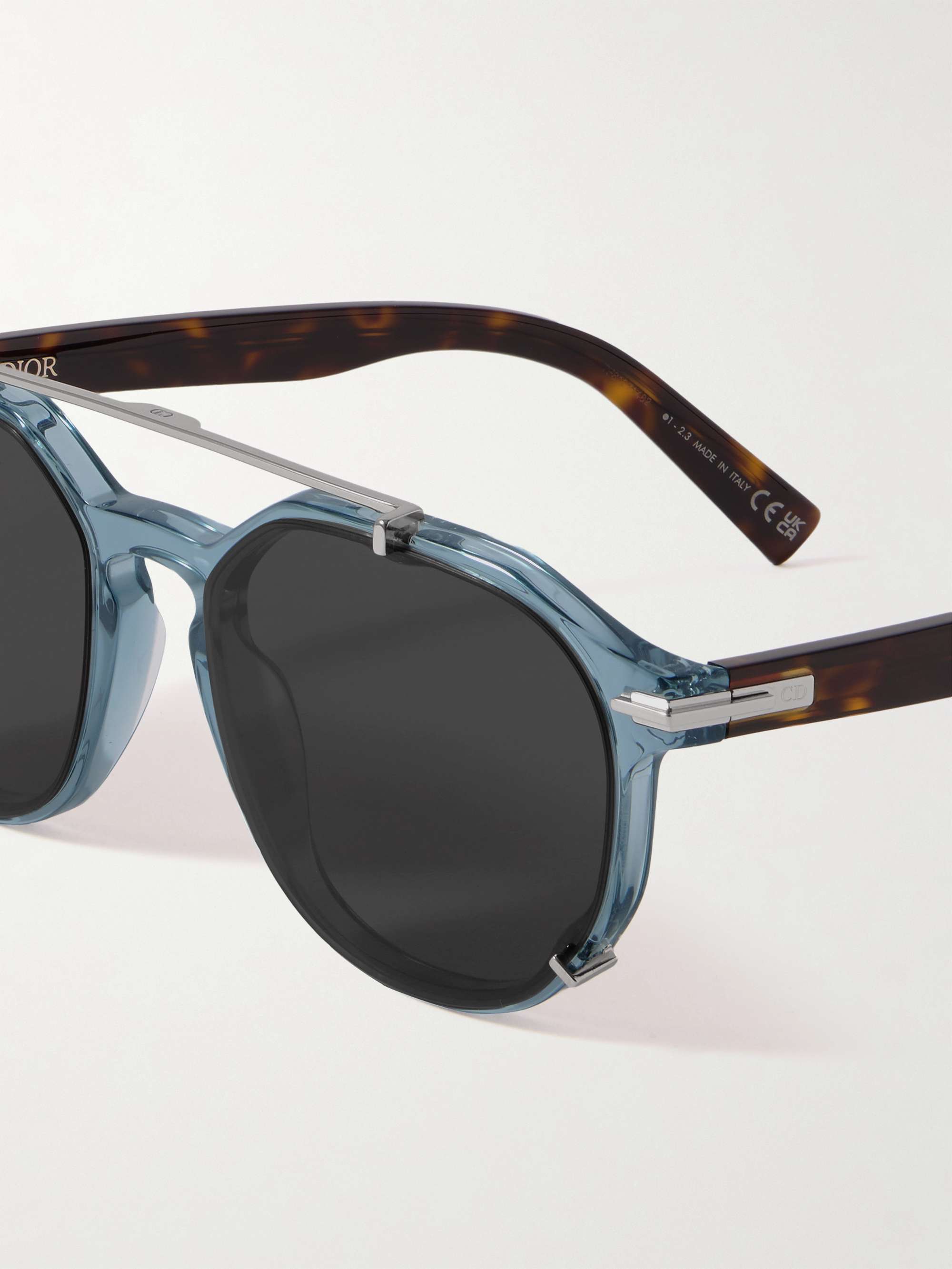 DIOR EYEWEAR Occhiali da sole in acetato e metallo argentato con montatura rotonda DiorBlackSuit RI