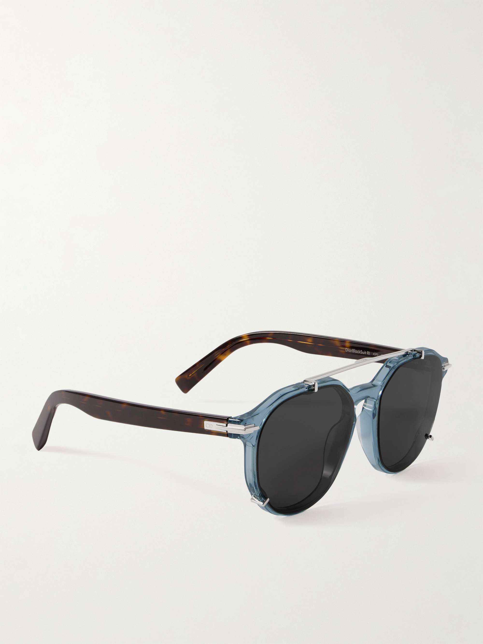 DIOR EYEWEAR DiorBlackSuit RI Sonnenbrille mit rundem Rahmen aus Azetat und silberfarbenen Details