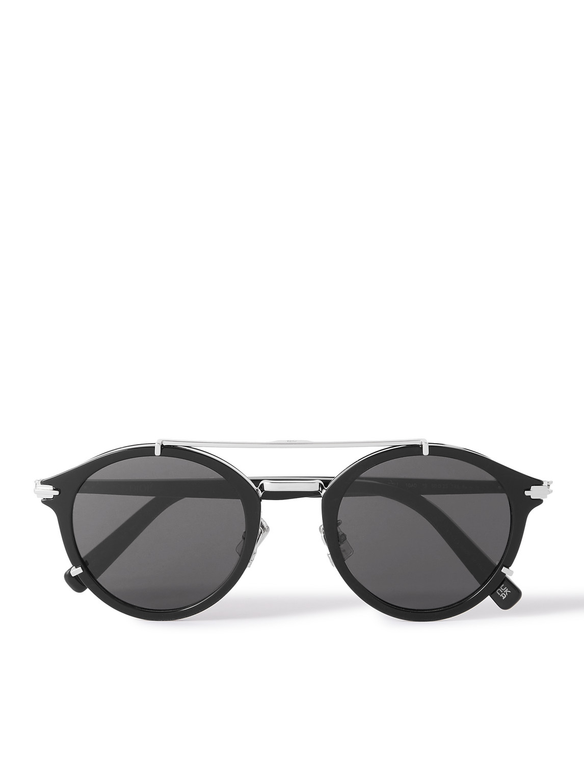Dior Blacksuit Ri Round-frame Acetate And Silver-tone Sunglasses In Gray