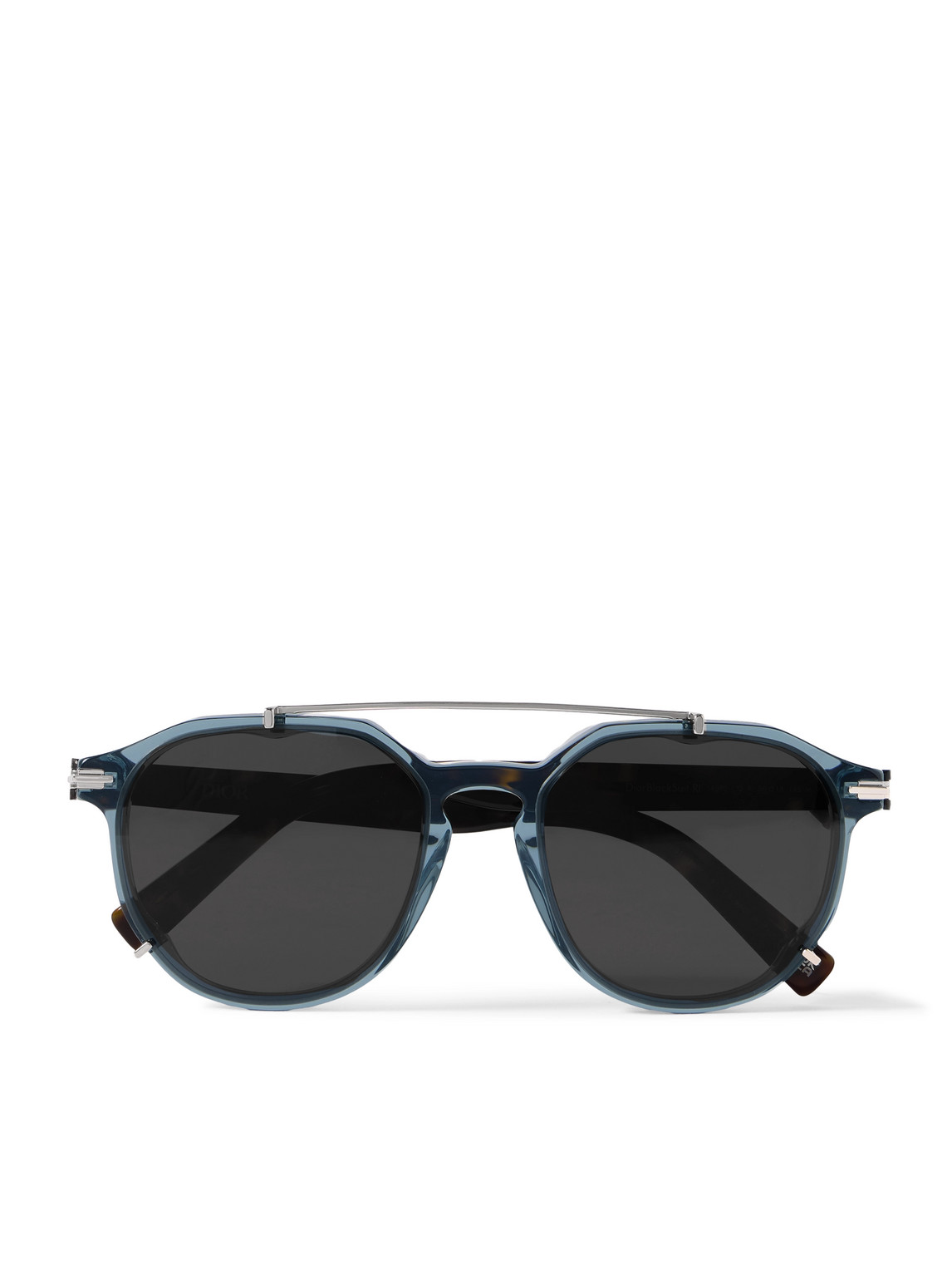 Dior Blacksuit Ri Round-frame Acetate And Silver-tone Sunglasses In Gray