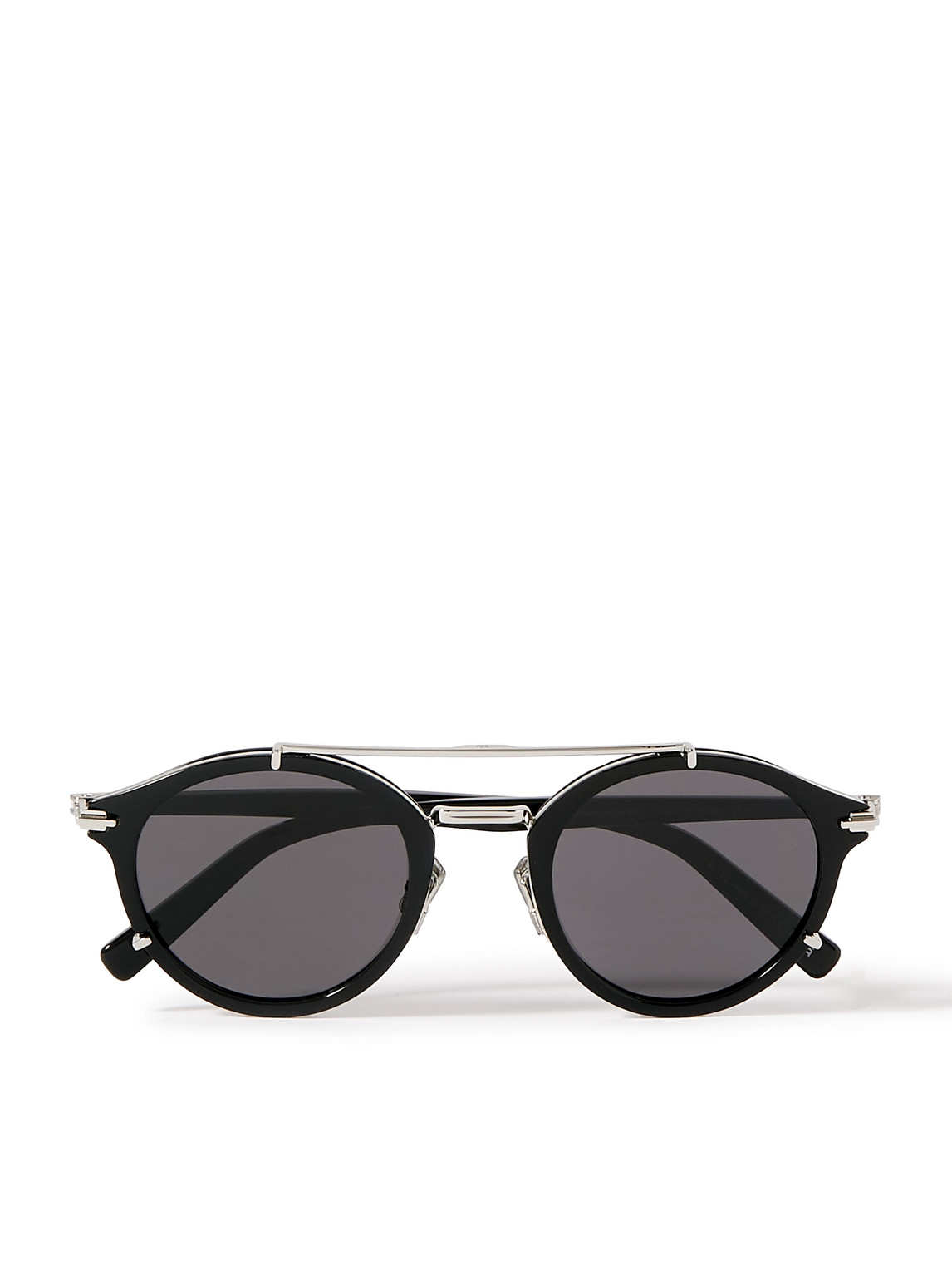 Dior Blacksuit R7u Acetate And Silver-tone Round-frame Sunglasses
