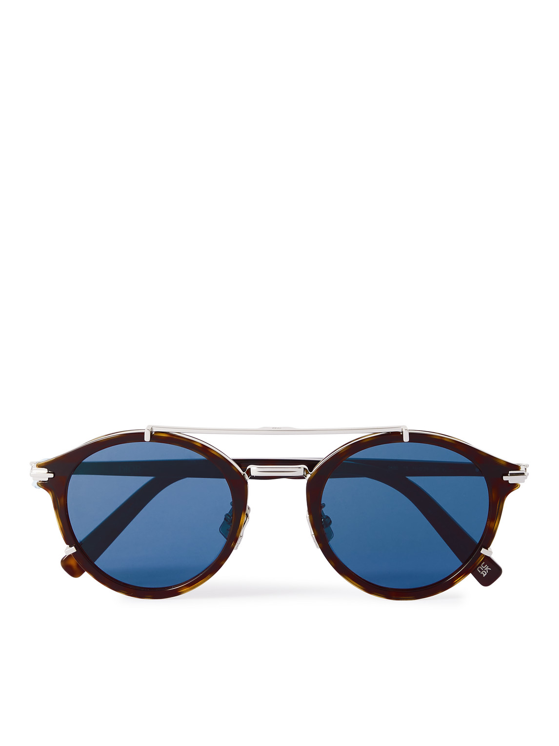 Dior Blacksuit R7u Acetate And Silver-tone Round-frame Sunglasses In Tortoiseshell